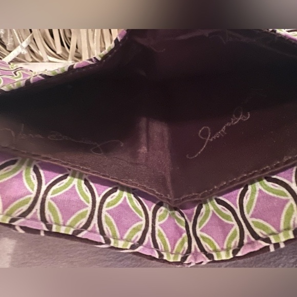 VERA BRADLEY Purple Punch Trifold Euro Wallet Floral Pink Green Brown - Picture 12 of 13